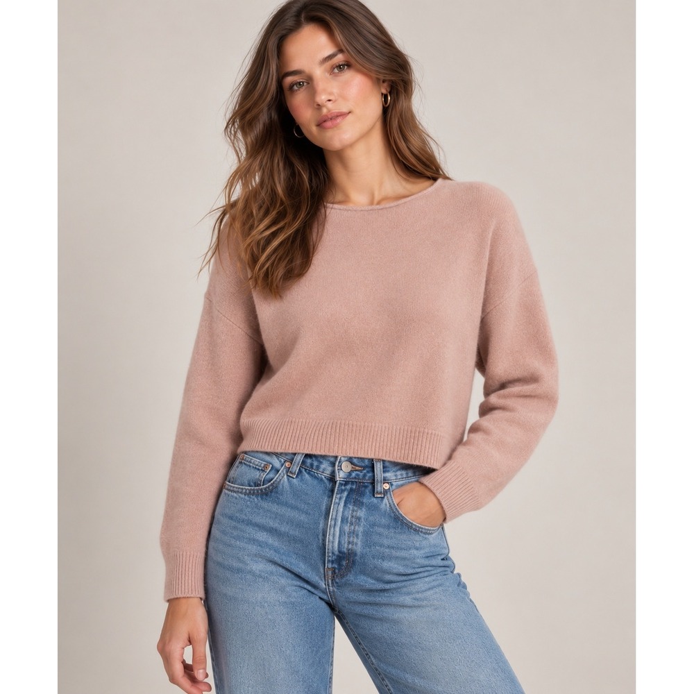 Naked Cashmere Sweater Women Medium Pink Boatneck 100% Cashmere minimalist